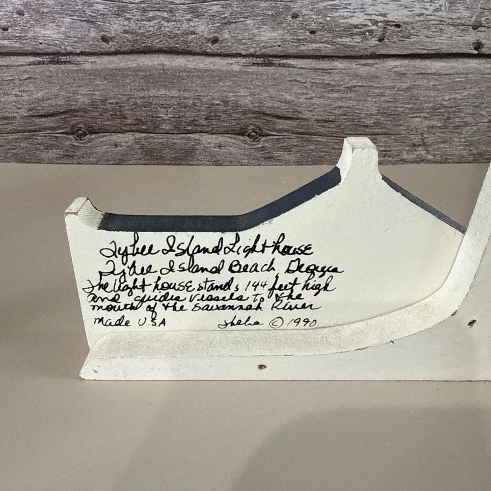 Tybee Island Lighthouse Shelia 1990 USA Wood Shelf Sitter Beach Decor Nautical
